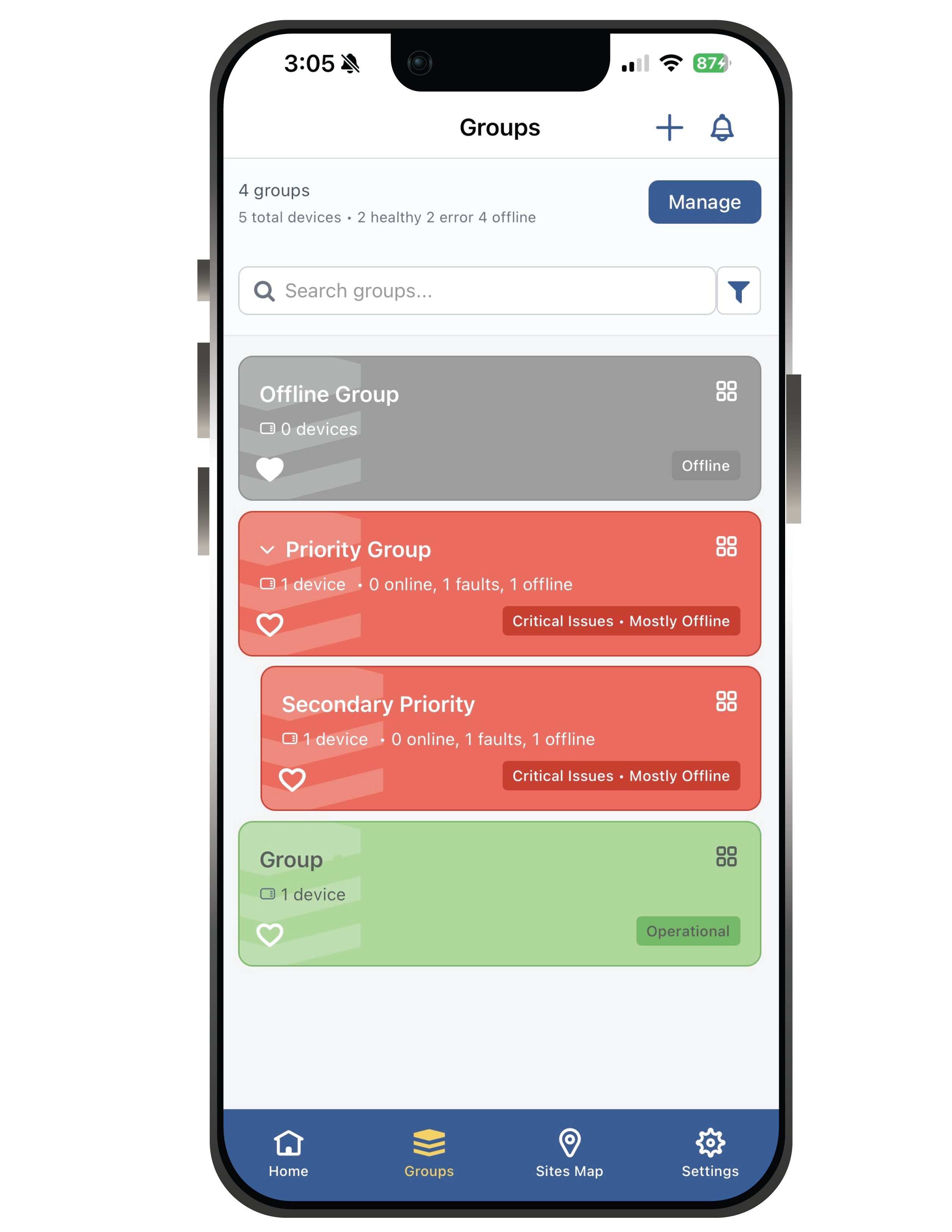EmPower App — Sites, Groups, and Maps