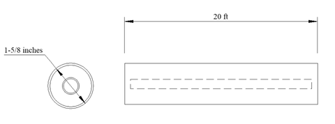 1-5/8" 20 ft. Line Section, 50 ohm, Unflanged Both Ends