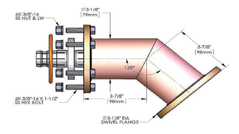 3-1/8" 45 Degree Elbow, Flanged